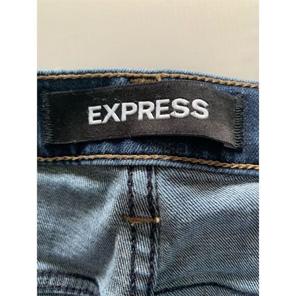 Express Women's Size 12 High-Rise Distressed Girlfriend Jeans Blue - Picture 3 of 12